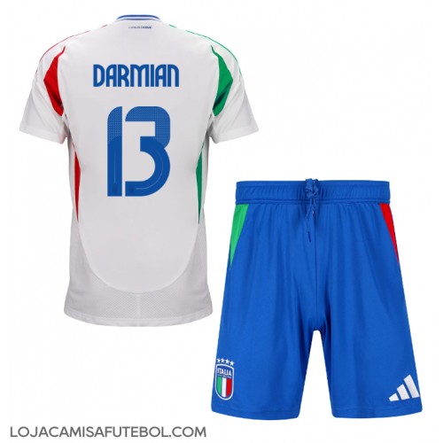 Camisa de Futebol Itália Matteo Darmian #13 Equipamento Secundário Infantil Europeu 2024 Manga Curta (+ Calças curtas)